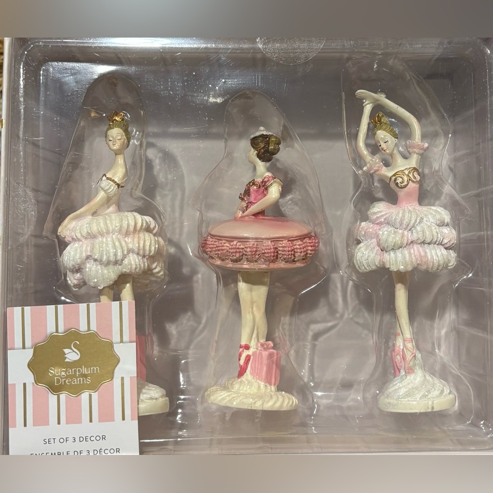 SUGARPLUM DREAMS NWT 3pc dessert ballerina Christmas ornaments -5.5”